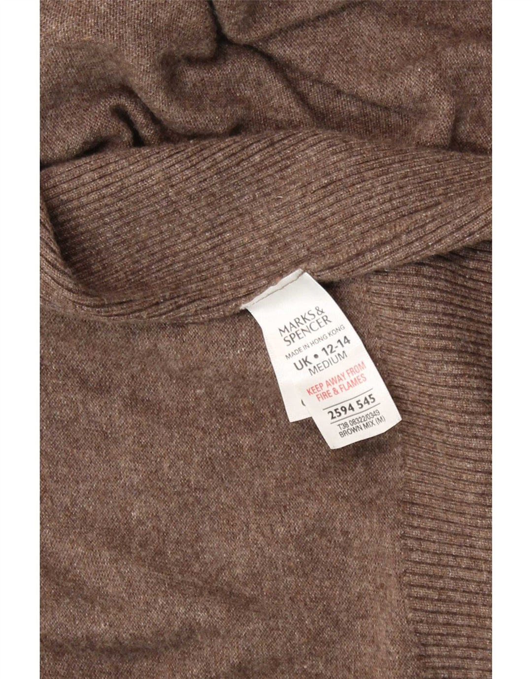 Maglione cardigan asimmetrico da donna Marks & Spencer UK 12/14 Marrone medio