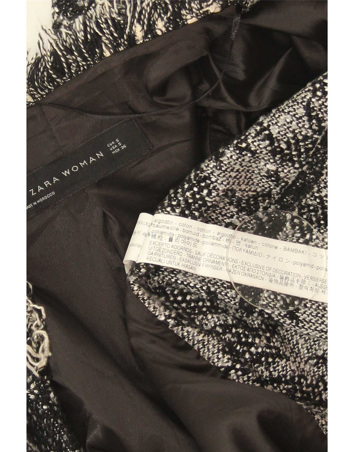 Soprabito aperto da donna Zara UK 10 piccolo cotone pied de poule nero