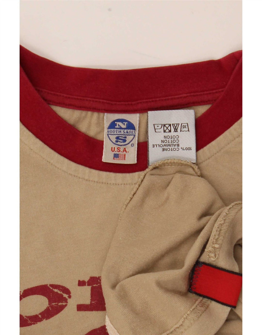North Sails Top grafico da uomo a maniche lunghe in cotone color block beige grande