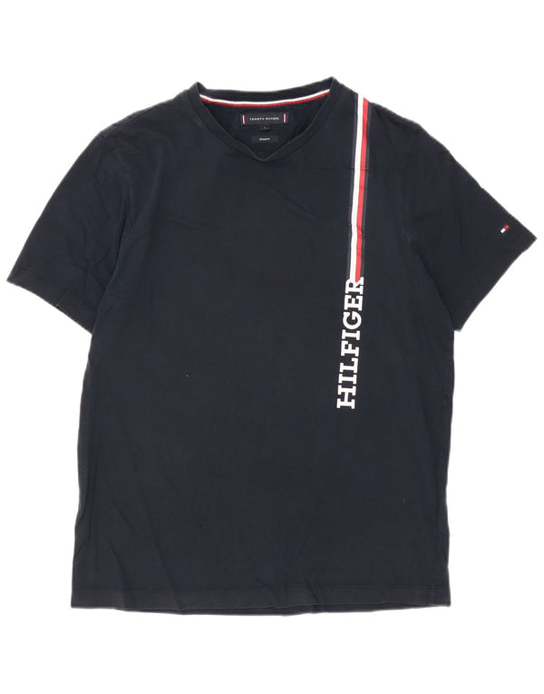 T-shirt grafica da uomo con vestibilità regolare Tommy Hilfiger Top Small a righe blu navy