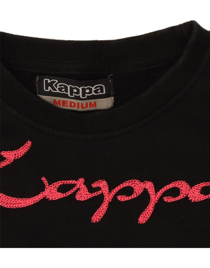 KAPPA Womens Graphic Sweatshirt Jumper UK 14 Medium Black Cotton Vintage Kappa and Second-Hand Kappa from Messina Hembry 