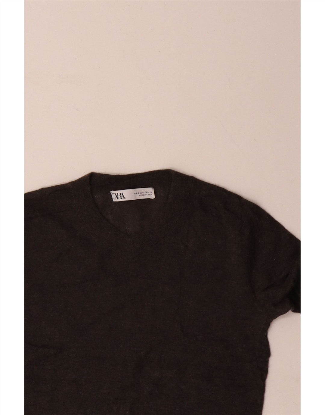 Maglione ZARA da donna corto con scollo a V UK 10 piccolo grigio