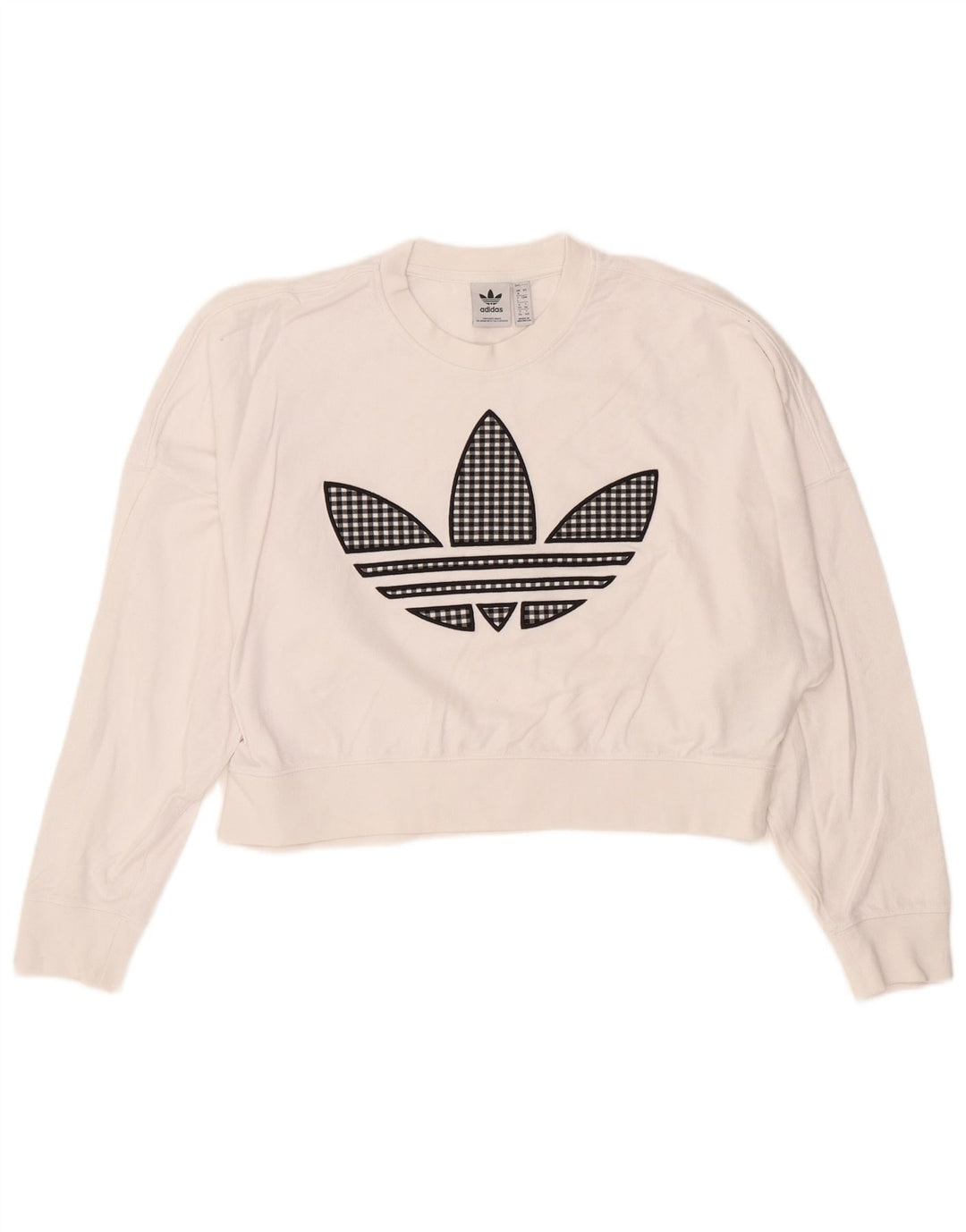 Felpa con grafica corta oversize da donna ADIDAS, maglione UK 8 piccolo bianco