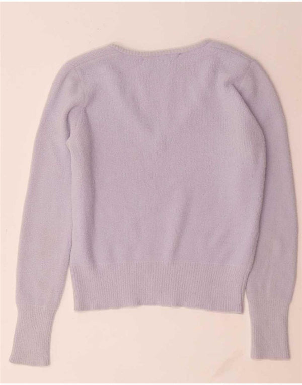 Maglione corto con scollo a V da donna Zara UK 10 piccolo nylon viola