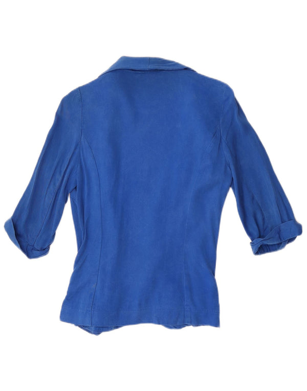 Warehouse Giacca blazer aperta da donna con maniche a 3/4 UK 8 Small Lyocell blu