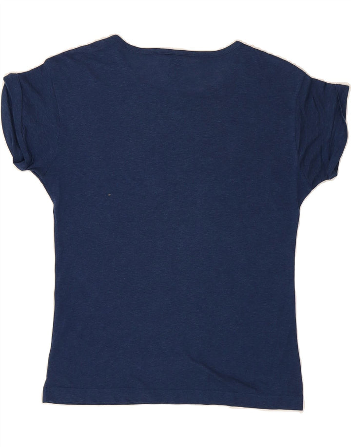 ADIDAS Womens Graphic T-Shirt Top UK 14 Medium Navy Blue Vintage Adidas and Second-Hand Adidas from Messina Hembry 