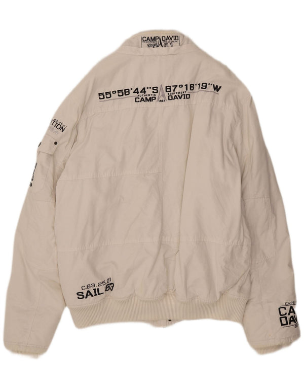 Giubbotto bomber grafico da uomo Camp David UK 46 3XL cotone bianco