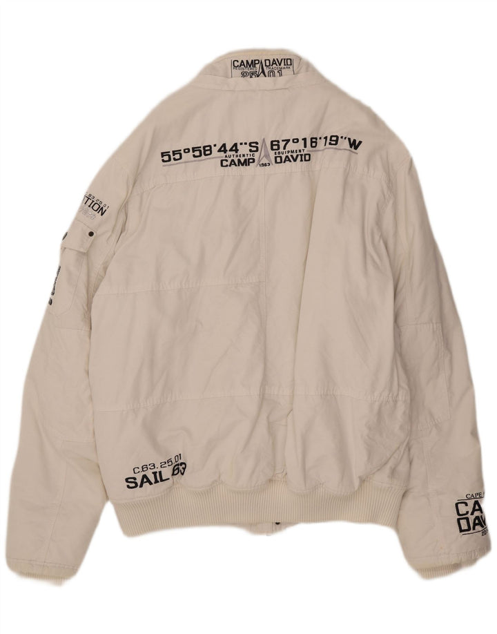 Giubbotto bomber grafico da uomo Camp David UK 46 3XL cotone bianco