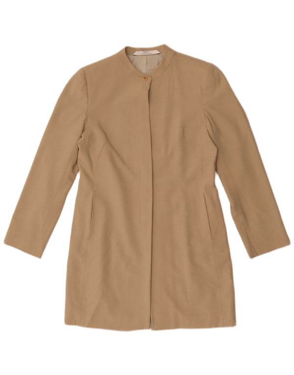 Giacca blazer lunga da donna Marks & Spencer UK 8 piccola poliestere beige