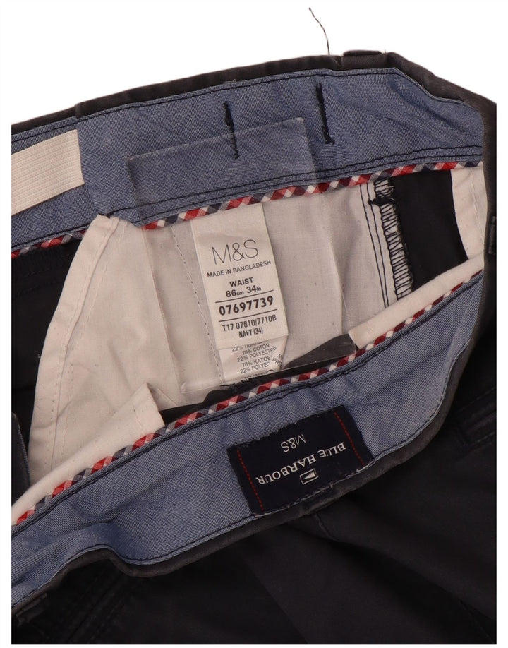 Pantaloncini chino da uomo Marks & Spencer Blue Harbour W34 Large in cotone blu navy