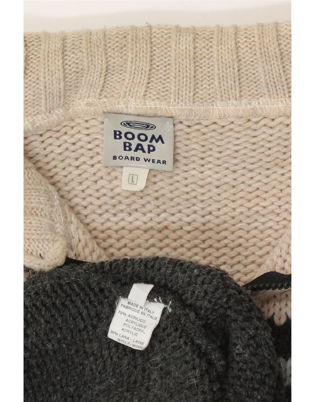 Maglione cardigan da uomo BOOM BAP grande acrilico geometrico grigio