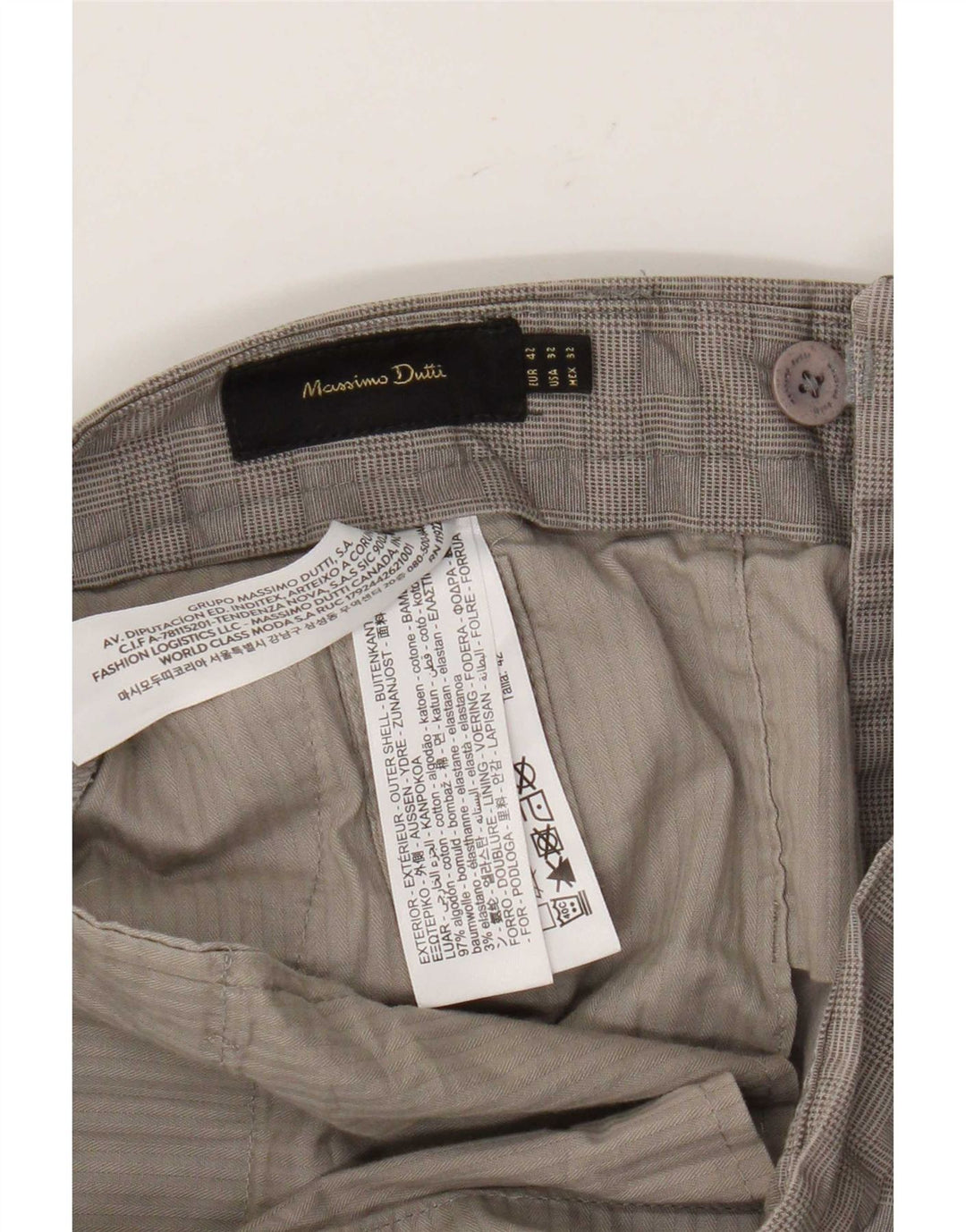 Pantaloni da abito affusolati da uomo Massimo Dutti EU 42 Large W32 L29 a quadri grigi