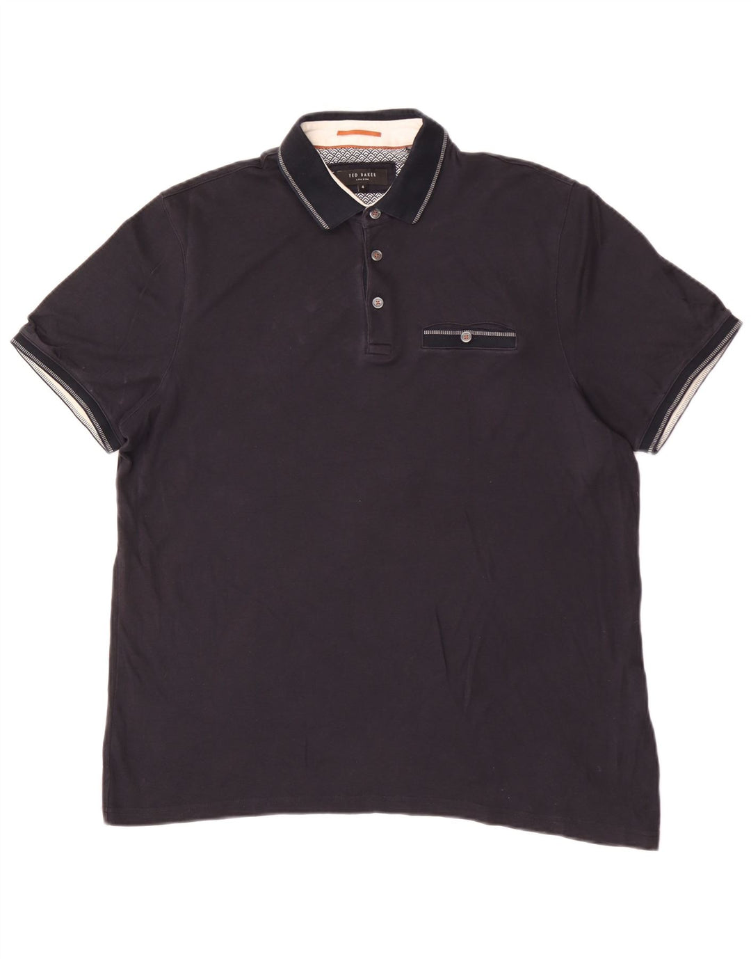 Polo da uomo Ted Baker taglia 4 grande in cotone blu navy