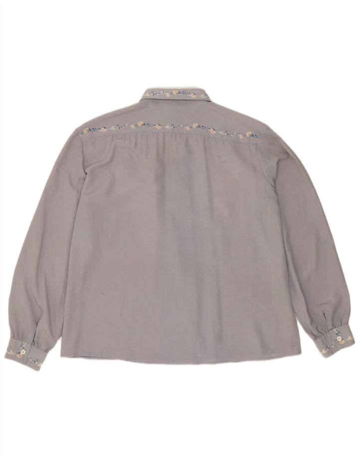 Camicetta Camicia Vintage da Donna IT 50 XL Blu Floreale