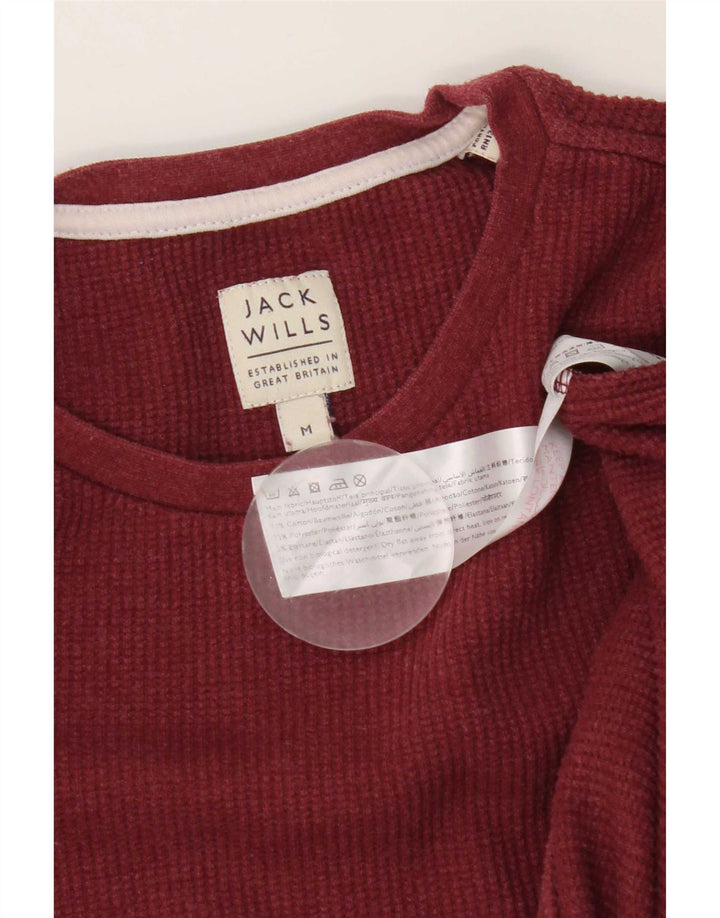 Jack Wills Top da uomo a maniche lunghe in cotone bordeaux medio