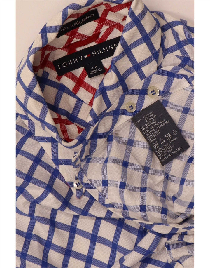 Camicia da uomo Tommy Hilfiger piccola in cotone geometrico blu