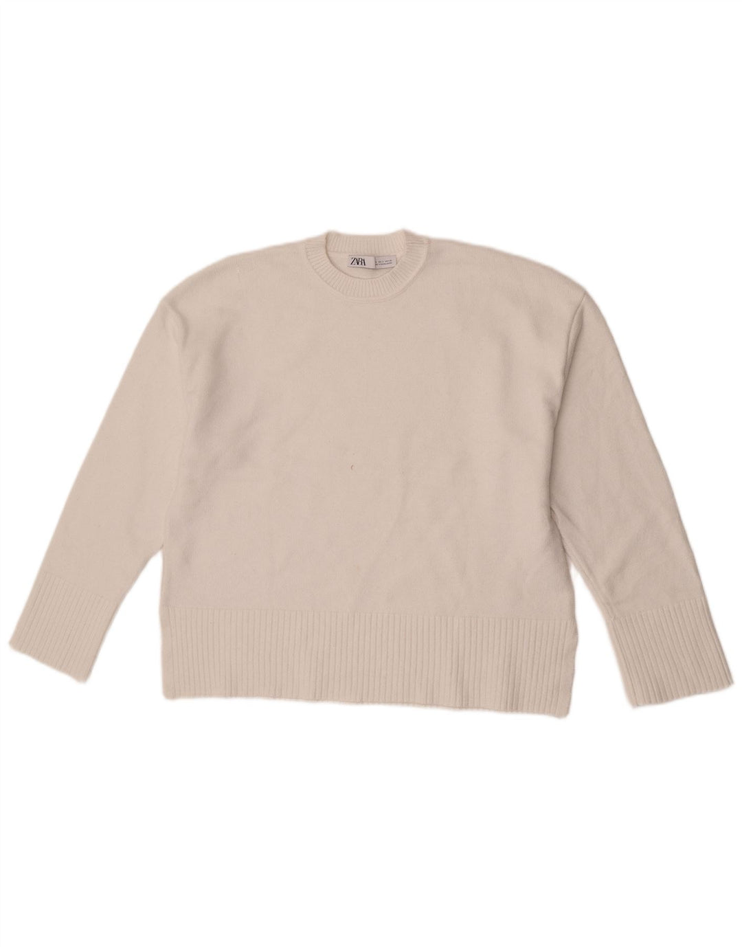Maglione girocollo oversize da donna Zara UK 10 piccolo in viscosa bianca