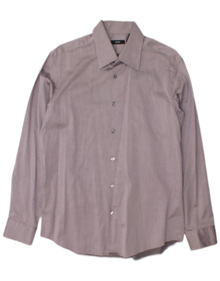 Camicia da uomo Hugo Boss taglia 16 1/2 42 grande gessato grigio