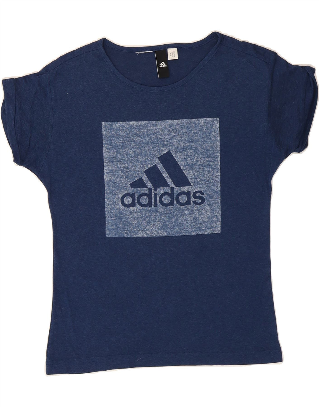 ADIDAS Womens Graphic T-Shirt Top UK 14 Medium Navy Blue Vintage Adidas and Second-Hand Adidas from Messina Hembry 