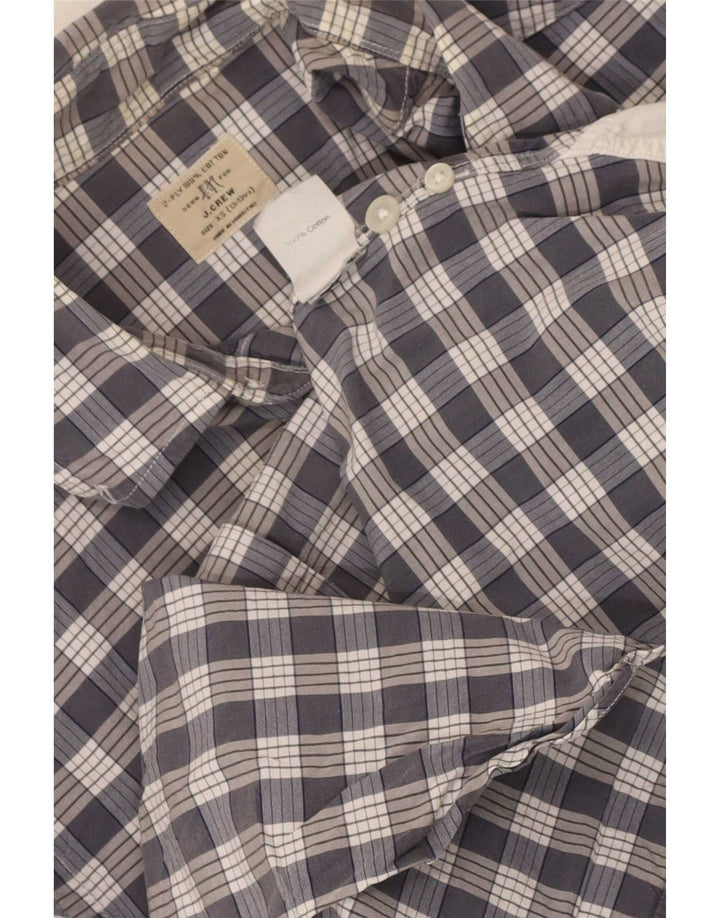 Camicia da uomo J. Crew taglia 13 1/2 XS cotone a quadri grigio