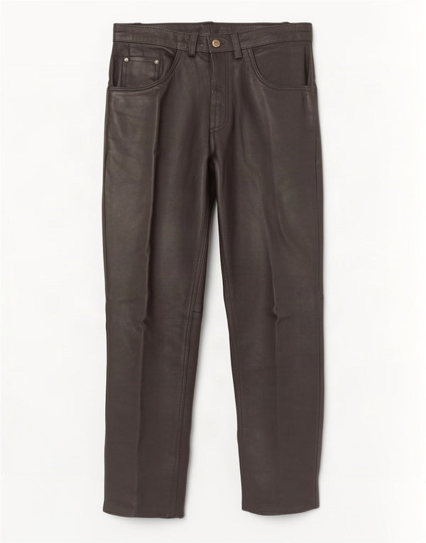 Pantaloni dritti in pelle vintage da uomo W34 L31 neri