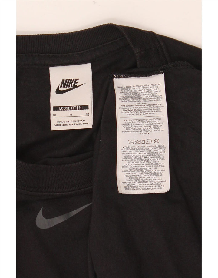 Abito T-shirt grafica NIKE da donna, vestibilità ampia, UK 14, cotone nero medio