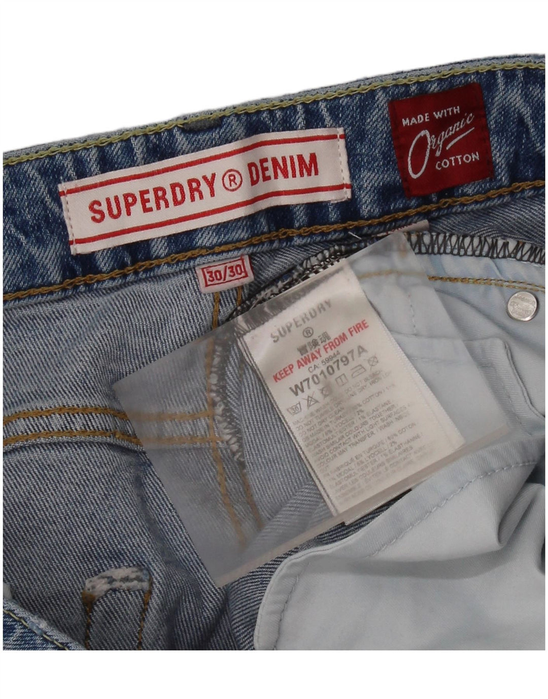 Jeans bootcut da donna invecchiati SUPERDRY W30 L30 cotone blu