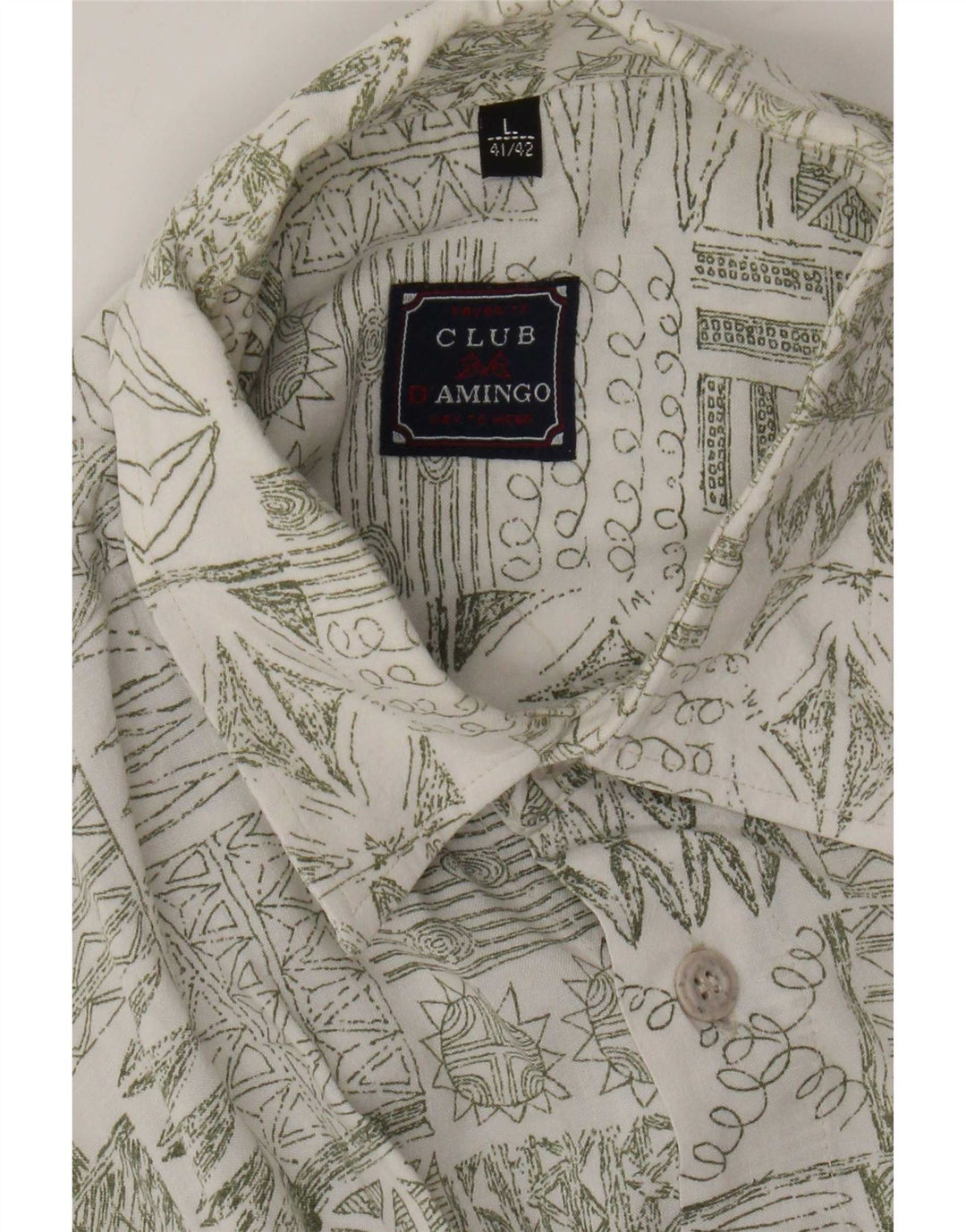 Camicia a maniche corte da uomo Club D'Amingo taglia 41/42 grande patchwork verde