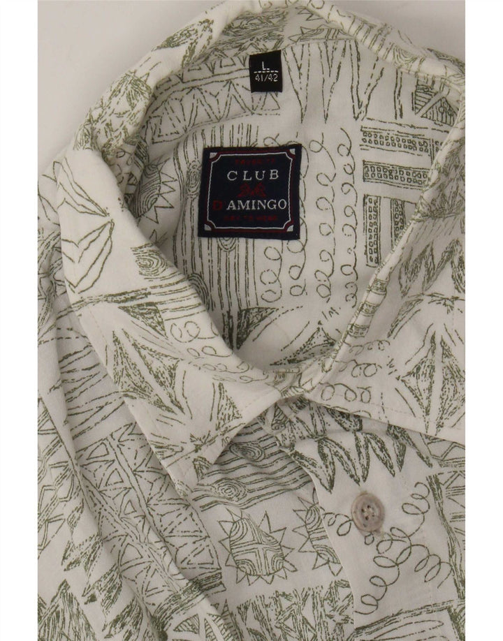 Camicia a maniche corte da uomo Club D'Amingo taglia 41/42 grande patchwork verde
