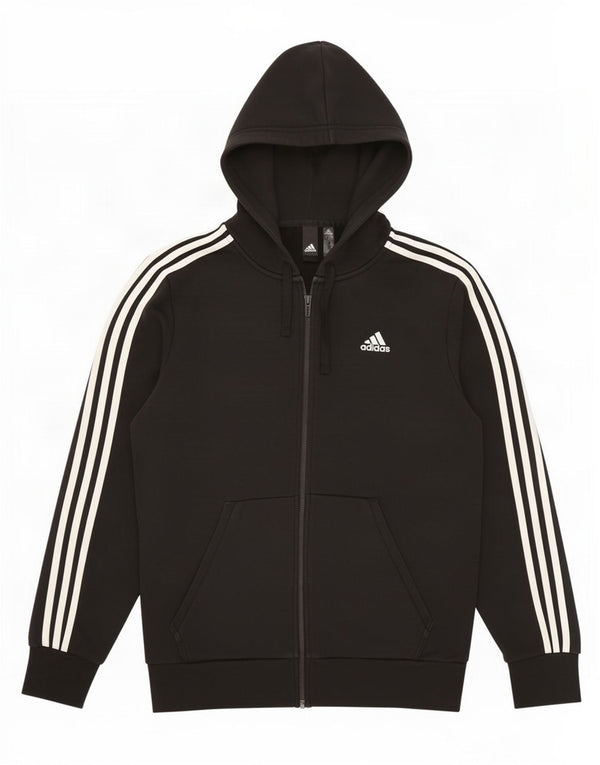 Maglione con cappuccio e zip Adidas da uomo in cotone nero medio