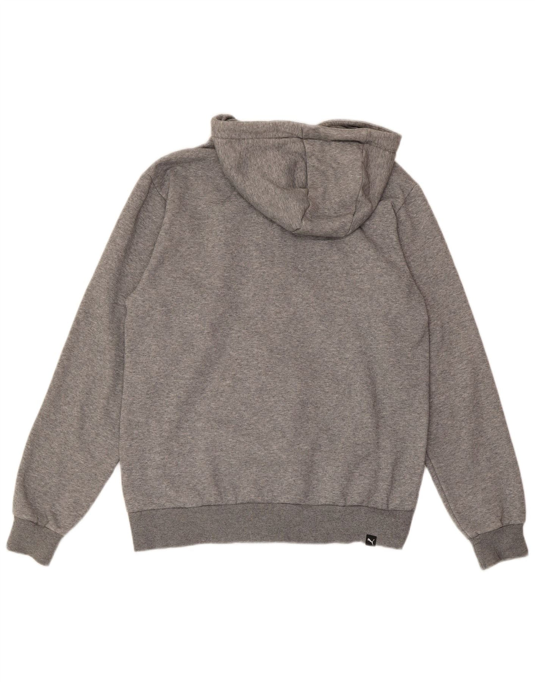 Felpa con cappuccio e zip grafica PUMA da uomo in cotone mélange grigio medio