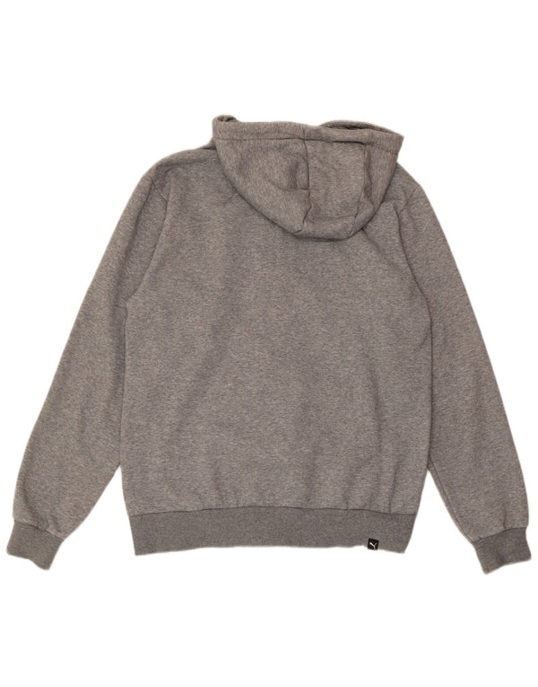 Felpa con cappuccio e zip grafica PUMA da uomo in cotone mélange grigio medio