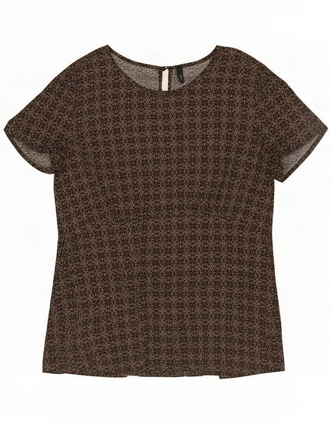 Benetton Camicetta da donna con motivo astratto UK 14 Large Marrone geometrico