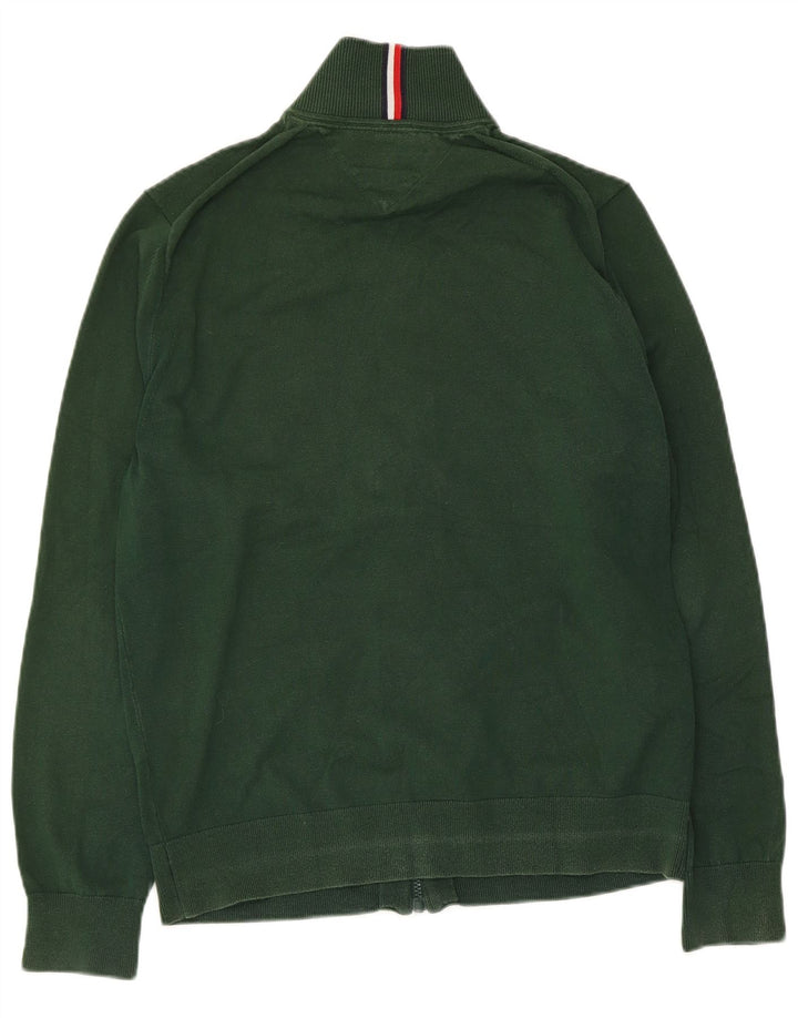 Maglione cardigan con zip intera da uomo Tommy Hilfiger in cotone verde medio