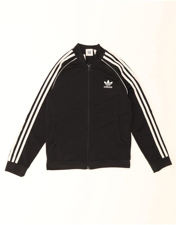 Giacca top della tuta da ragazzo ADIDAS 10-11 anni in poliestere nero