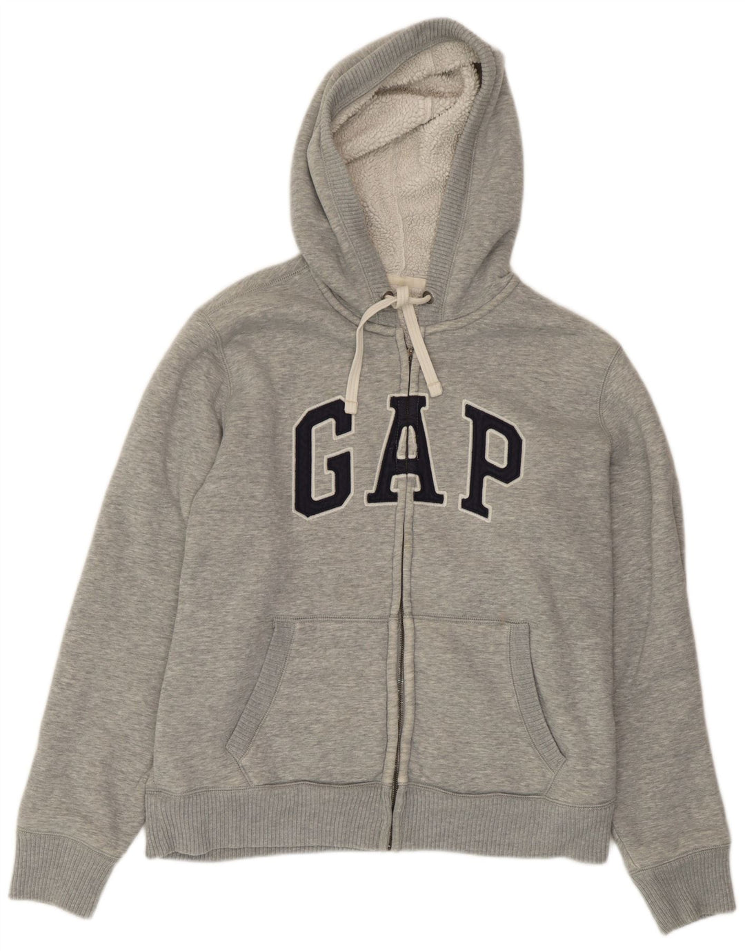 Maglione con cappuccio e zip grafica da uomo Gap grande in cotone grigio