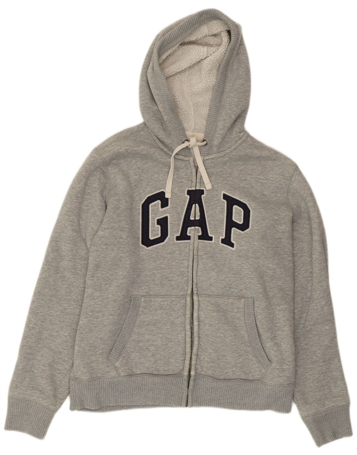 Maglione con cappuccio e zip grafica da uomo Gap grande in cotone grigio