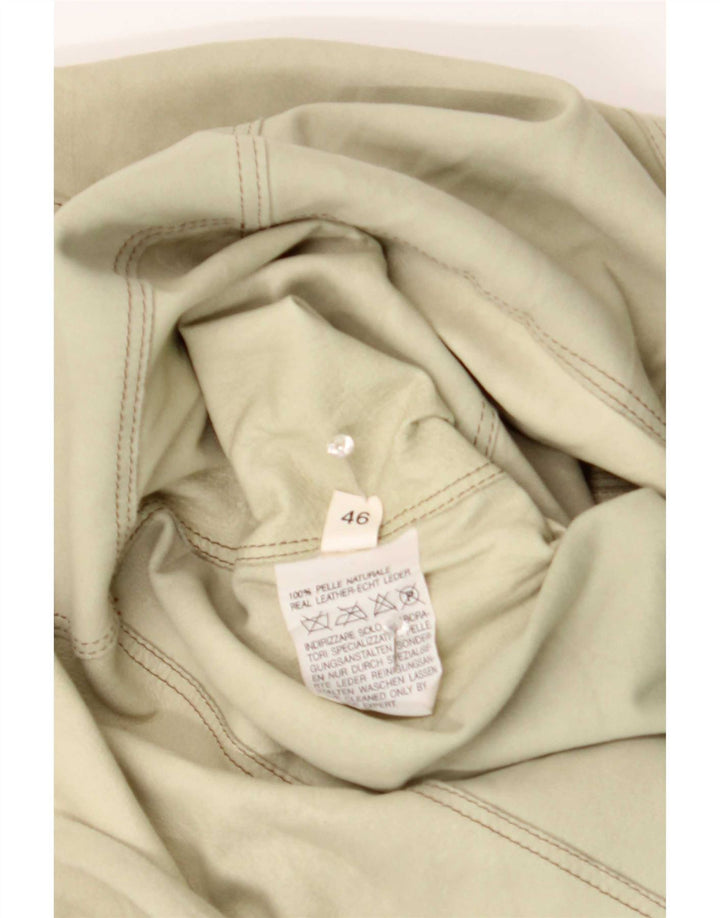 Camicia overshirt da donna vintage in pelle scamosciata IT 46 grande in pelle verde