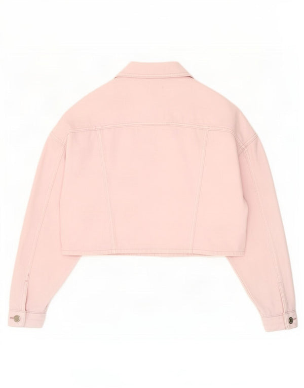 Topshop Giacca da donna in denim corto con vestibilità ampia UK 12 Cotone rosa medio