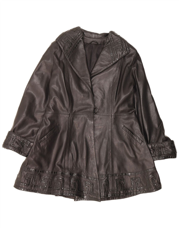 Giacca in pelle da donna vintage UK 14 in pelle nera media