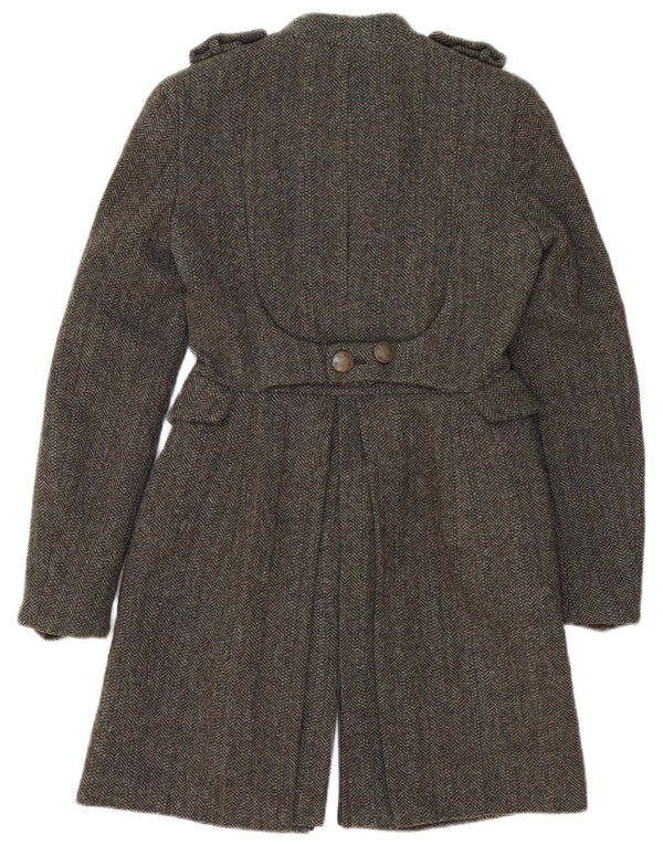 Soprabito militare doppiopetto Zara da donna UK 10 piccolo grigio a spina di pesce