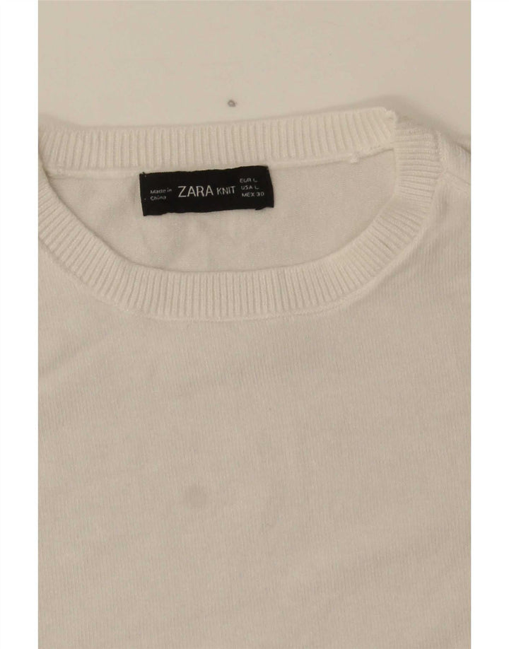 Canotta corta da donna Zara UK 14 grande bianca