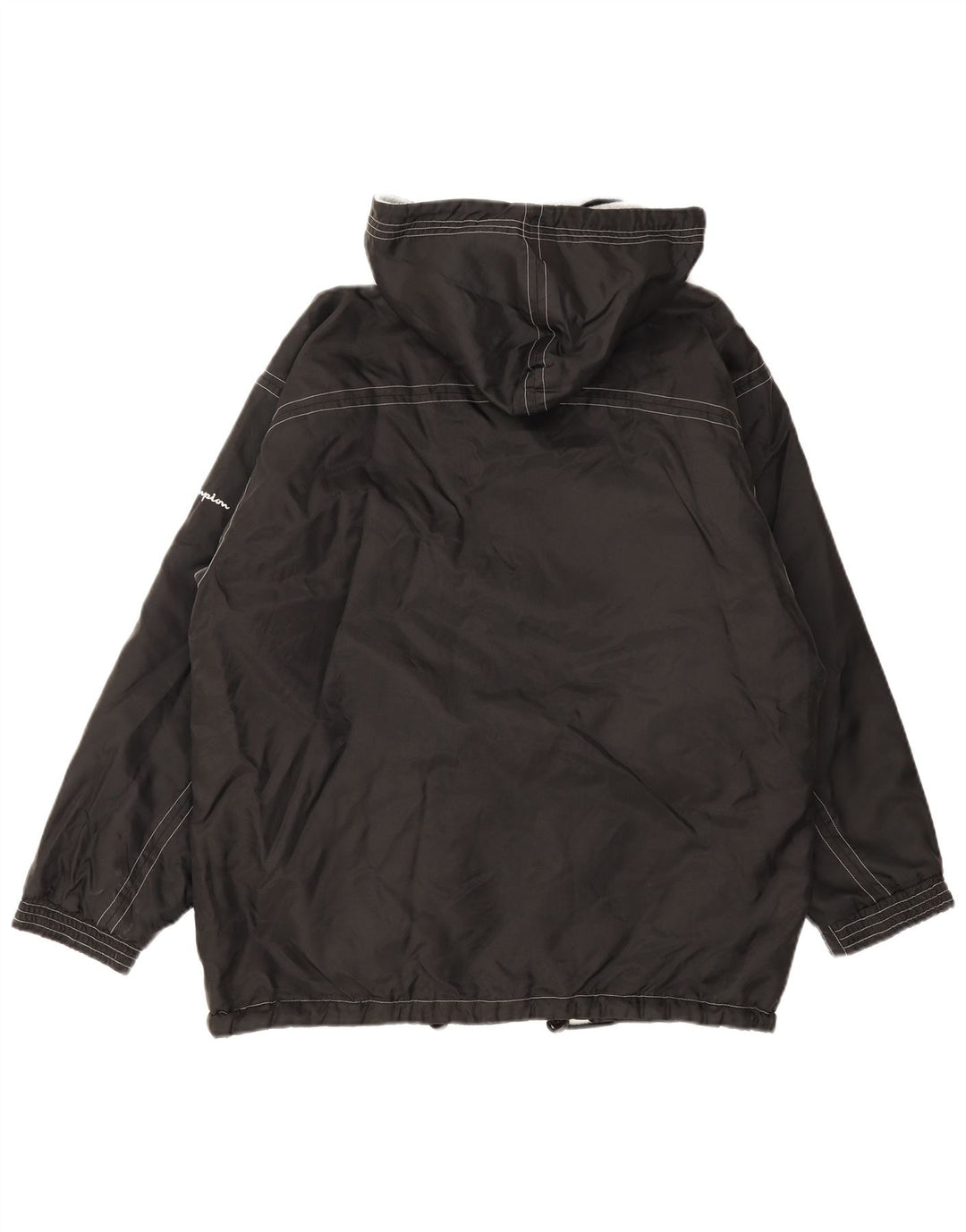 Giacca a vento con cappuccio da uomo CHAMPION UK 38 Medium Nero Poliammide