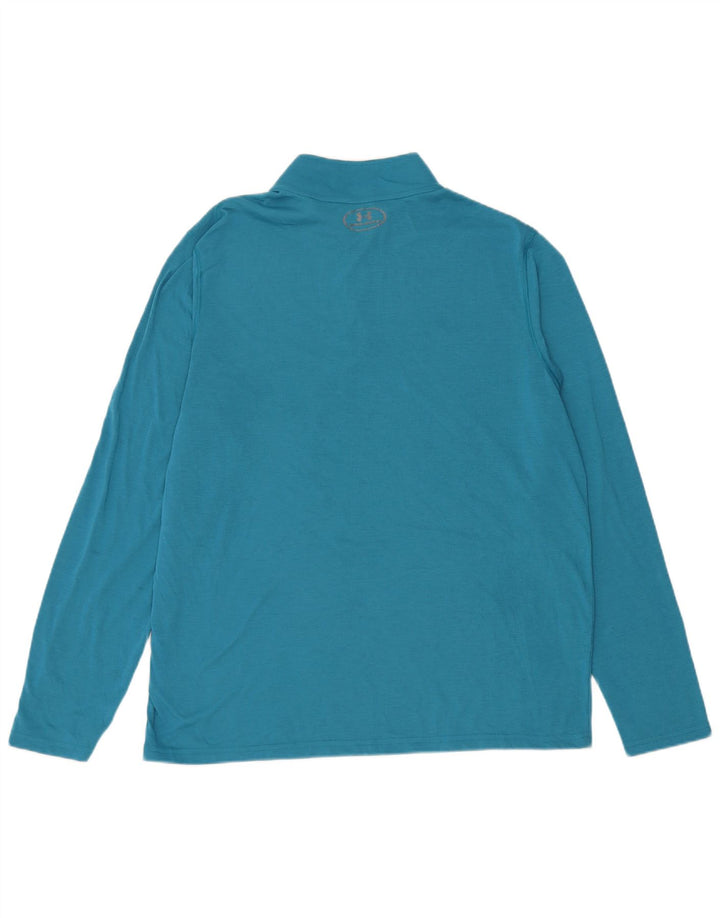 Under Armour Uomo Heat Gear Zip Collo Pullover Tuta Top Grande Blu