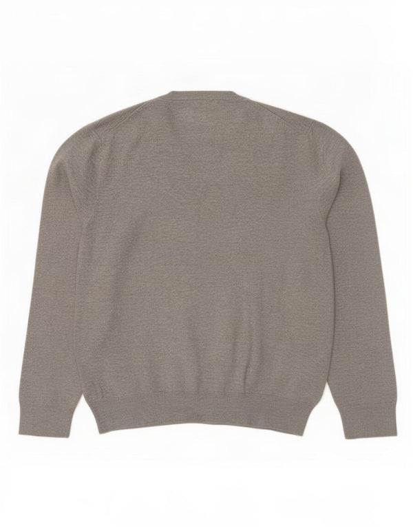 Maglione maglione con scollo a V da donna Marks & Spencer UK 18 XL Cotone chiazzato grigio