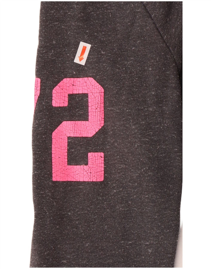 Maglione con cappuccio e zip grafica da donna Superdry UK 8 piccolo cotone grigio