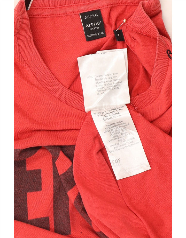 REPLAY T-shirt grafica da uomo Top rosso medio in cotone
