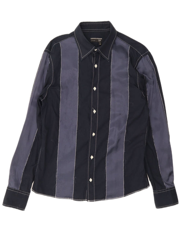 Camicia da uomo Gas Taglia 41 16 Grande cotone a righe blu navy