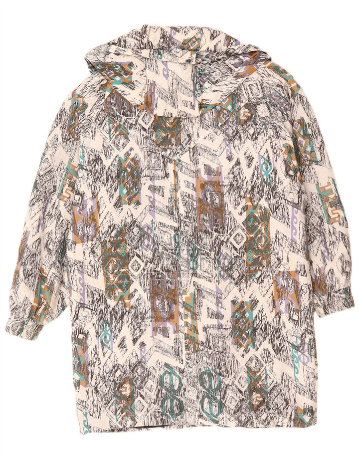 Cappotto giacca a vento da donna VINTAGE UK 10 Piccolo geometrico multicolore