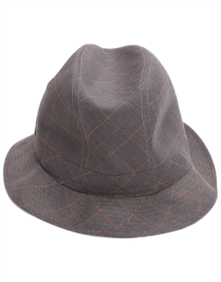 Cappello Fedora vintage da uomo grande classico a quadri grigi